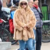 Olivia Wilde New York Tan Faux Fur coat