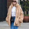 Olivia Wilde New York Tan Faux Fur coat Side