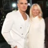 Robbie Williams Film Event White Suit Side