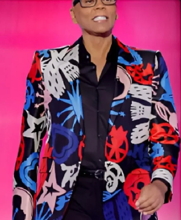 Rupaul Charles Black & Red Print Blazer