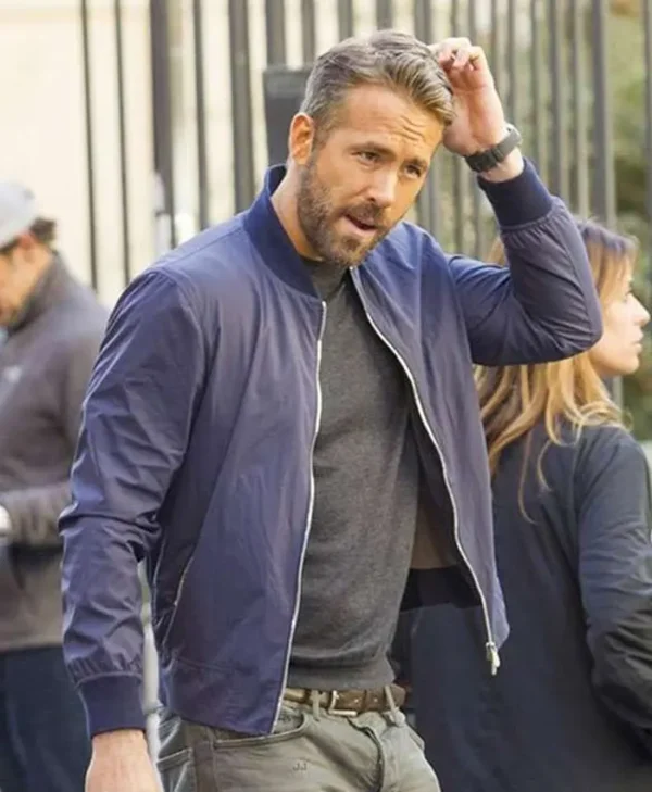 Ryan Reynolds 6 Underground Blue Bomber Jacket