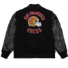 San Francisco 49ers Blackout Vintage Logo Varsity Jacket Back