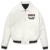 Stegaro Bomber White Leather Jacket