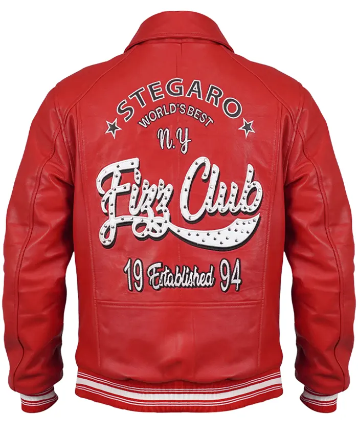Stegaro Fizz Club Bomber Red Leather Jacket