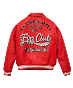Stegaro Fizz Club Bomber Red Leather Jacket