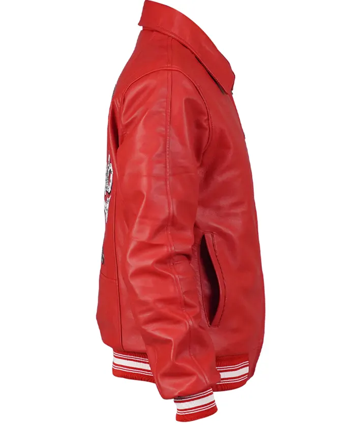 Stegaro Fizz Club Bomber Red Leather Jacket Buy now
