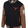 Texas Longhorns Black and Brown Letterman Jacket