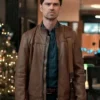 The Christmas Charade Corey Sevier Brown Leather Jacket