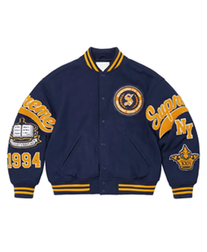 Veritas Blue Wool Varsity Jacket