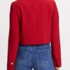 Women’s Button Down Red Cropped Wool Jacket Back