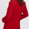 Women’s Button Red Wool Coat Back