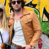 Aaron Taylor-Johnson Brown Leather Jacket For Sale