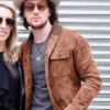 Aaron Taylor-Johnson Fashion Show Brown Suede Leather Jacket