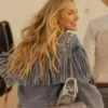 Ainsley Norris TV-Series Landman 2024 Michelle Randolph Blue Denim Fringe Jacket For Unisex
