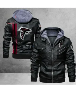 Alejandro Atlanta Falcons Black Hooded Leather Jacket
