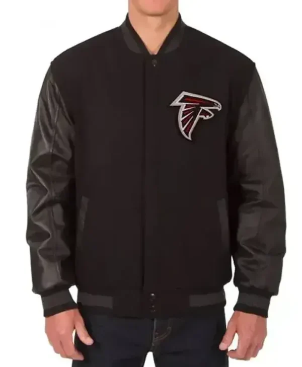 Alvin Atlanta Falcons Black Wool and Leather Varsity Jacket