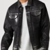 Assisted Living S05 Phillip Metallic Wash Denim Jacket For Sale