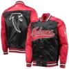 Atlanta Falcons Dennie Red and Black Satin Varsity Jacket
