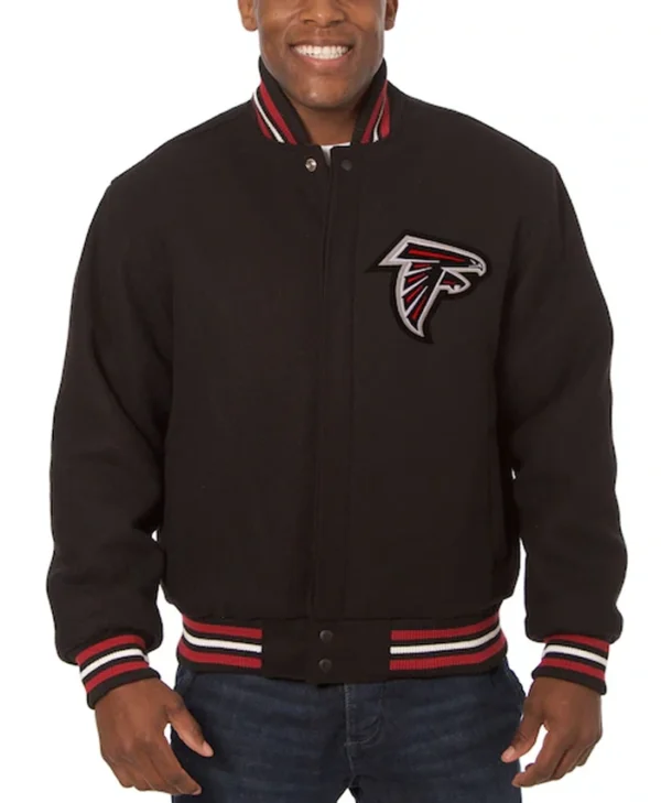 Atlanta Falcons Dillon Black Wool Bomber Jacket