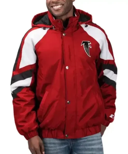Atlanta Falcons Starter Red Zip Bomber Hooded Jacket