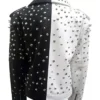 Black And White Studded Leather Jacket