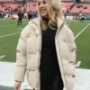Brittany Mahomes Chiefs Beige Puffer Jacket For Sale