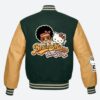 Bruno Mars x Hello Kitty Green and Brown Varsity Bomber Jacket