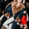 Buy Delilah Belle Hamlin Frame Cocktail Party Faux Fur Blue Denim Coat For Men And Women