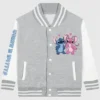 Buy Disney Lilo And Stitch Grey And White Letterman Varsity Jacket For Unisex