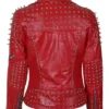 Buy Red Biker Leather With Cone And Tree Spike Studs Jacket For Unisex
