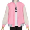 Buy Sakamoto Days Lu Xiaotang Pink and White Varsity Jacket