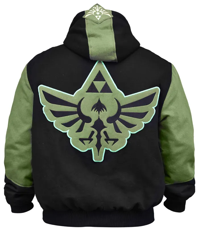 Buy Video Game The Legend Of Zelda Hyrulian Crest Logo Green And Black Zipper Hoodie