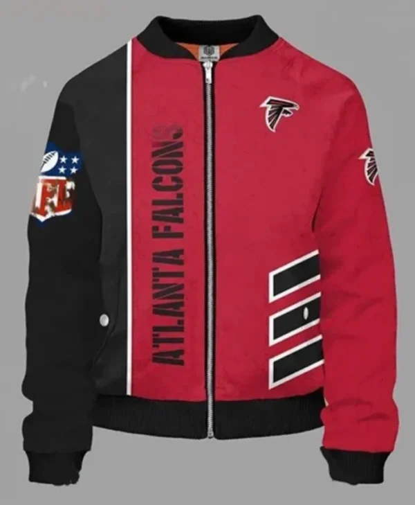Carlie Atlanta Falcons Red and Black Zip Bomber Jacket