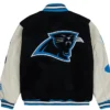 Carolina Panthers Two States One Team Black Letterman Jacket Back