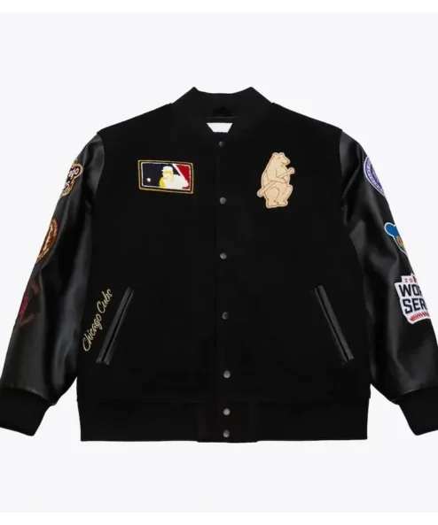 Chicago Cubs Black Out Vintage Logo Varsity Jacket