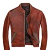 Classic Casual Vintage Leather Biker Jacket