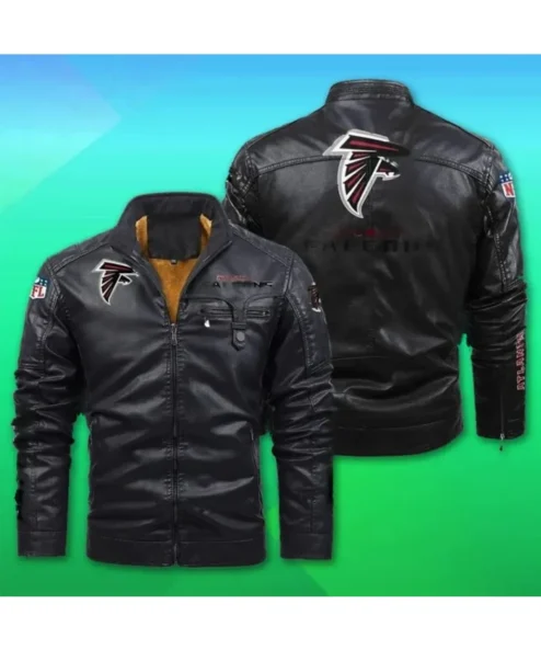 Cobbie Atlanta Falcons Cafe Racer Black Leather Jacket