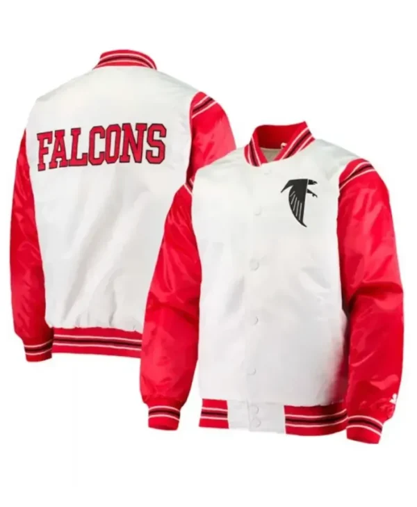 Dalton Atlanta Falcons Red and White Satin Varsity Jacket