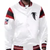 Davin Atlanta Falcons White and Red Satin Varsity Jacket