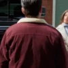 Deck the Walls 2024 Wes Brown Maroon Shearling Jacket Back