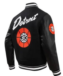 Detroit Pistons 202324 City Edition Black Varsity Jacket Back