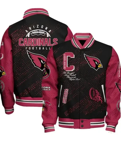 Ellis Arizona Cardinals Black an Red Logo Varsity Jacket