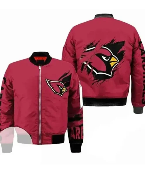 Ethan Arizona Cardinals Print Red Bomber Jacket