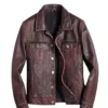 Fashionable Leather Brown Racer Jacket