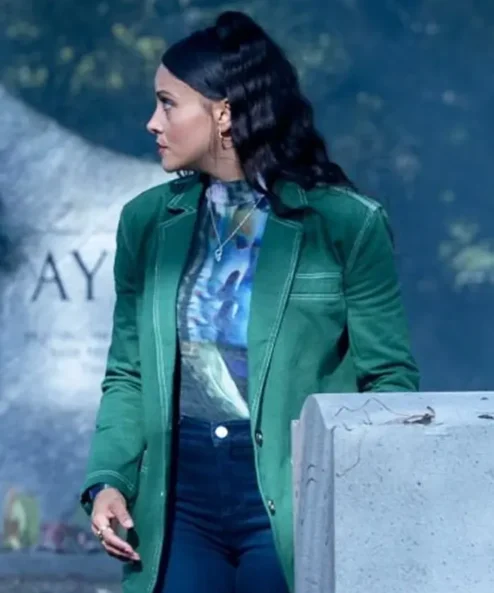 Found S02 Lacey Quinn Green Cotton Blazer For Sale