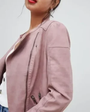 Frankie Coyne Workin’ Moms S05 Suede Biker Jacket