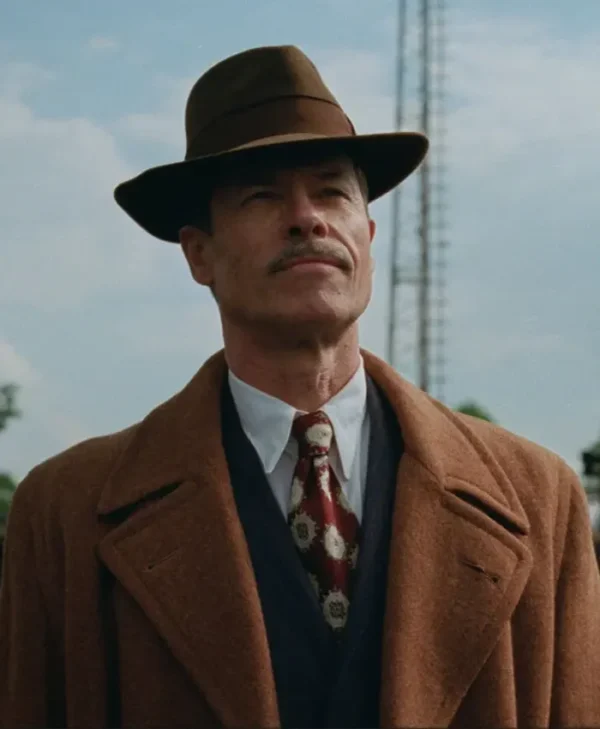 Guy Pearce The Brutalist Brown Wool Coat