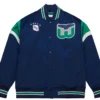 Hartford Whalers Heavyweight Blue Satin Varsity Jacket