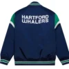 Hartford Whalers Heavyweight Blue Satin Varsity Jacket Back