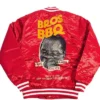 Headgear Classics Bros Bbq Red Satin Varsity Jacket Back